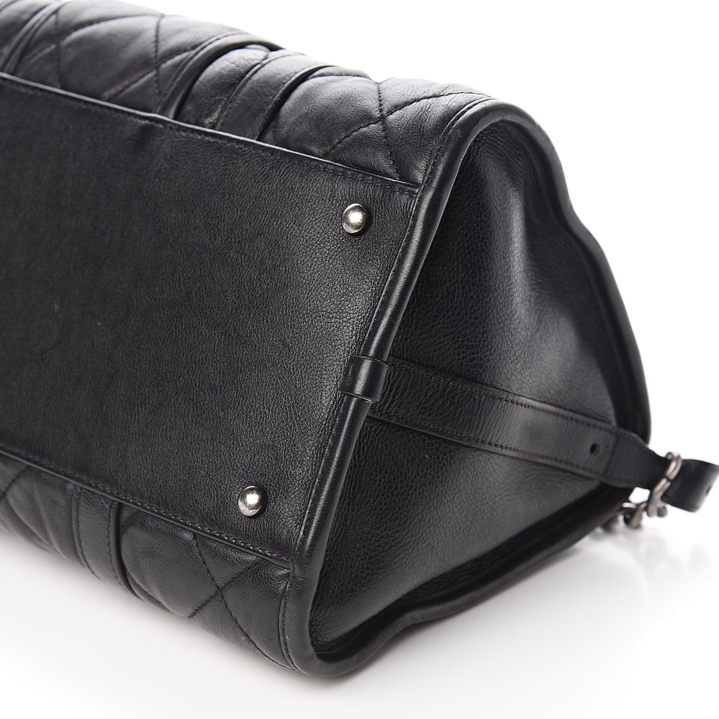 Calfskin Quilted Small Casual Riviera Bowling Bag Black