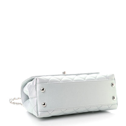 Chanel Iridescent Caviar Quilted Mini Coco Handle Flap Light Blue 4 of 11