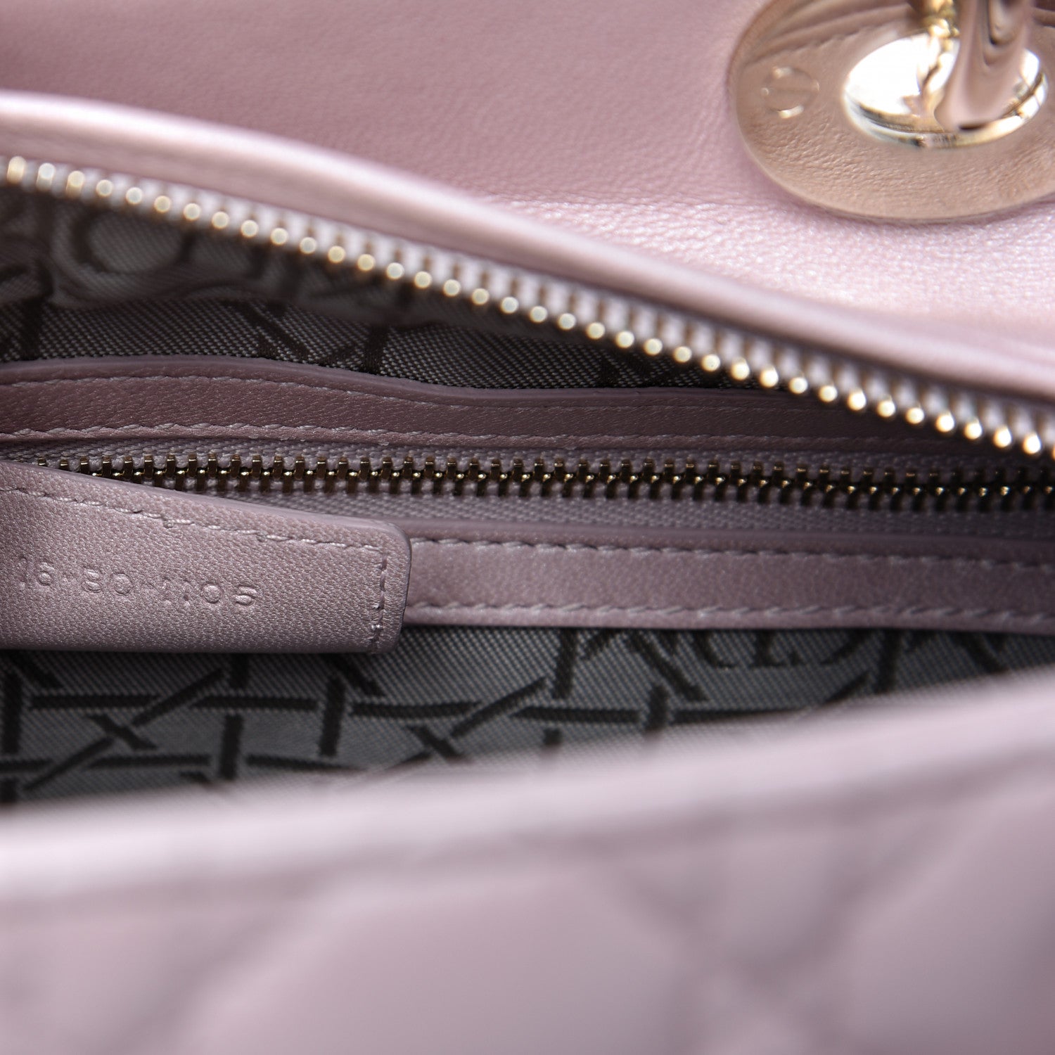 Christian Dior Pearly Lambskin Cannage Medium Lady Dior Lotus 9 of 10