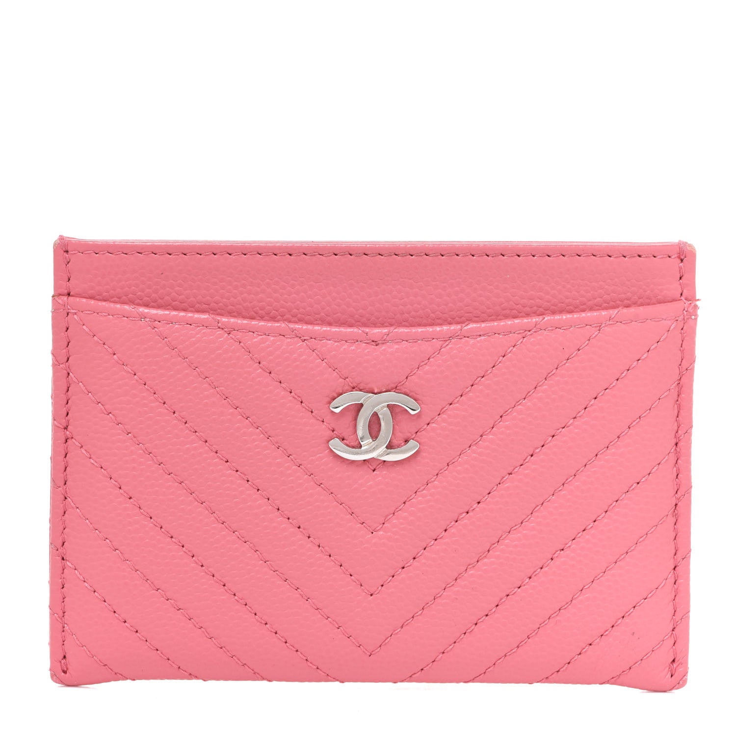 Chanel Caviar Chevron Quilted Card Holder Pink 1 of 11