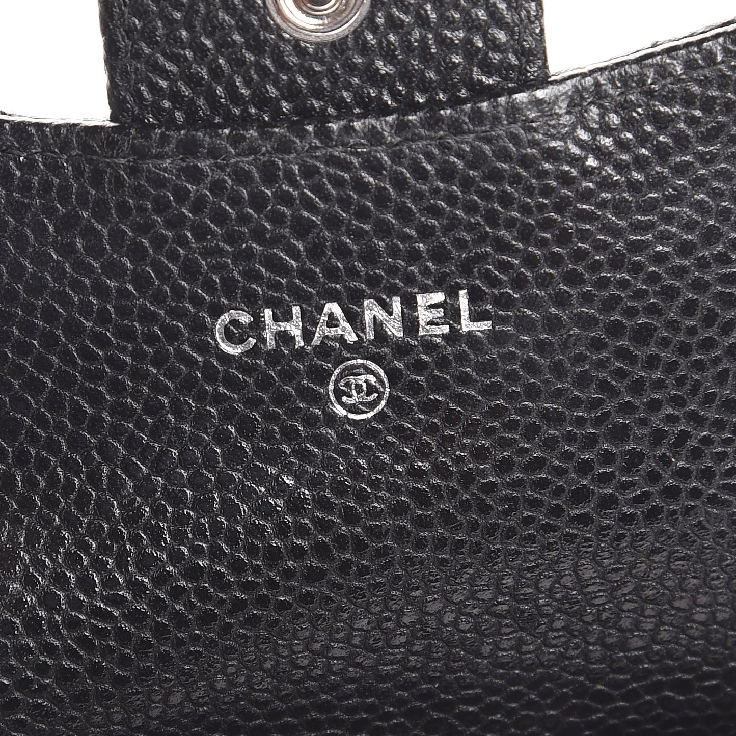 Caviar Quilted Flap Card Holder Wallet Black