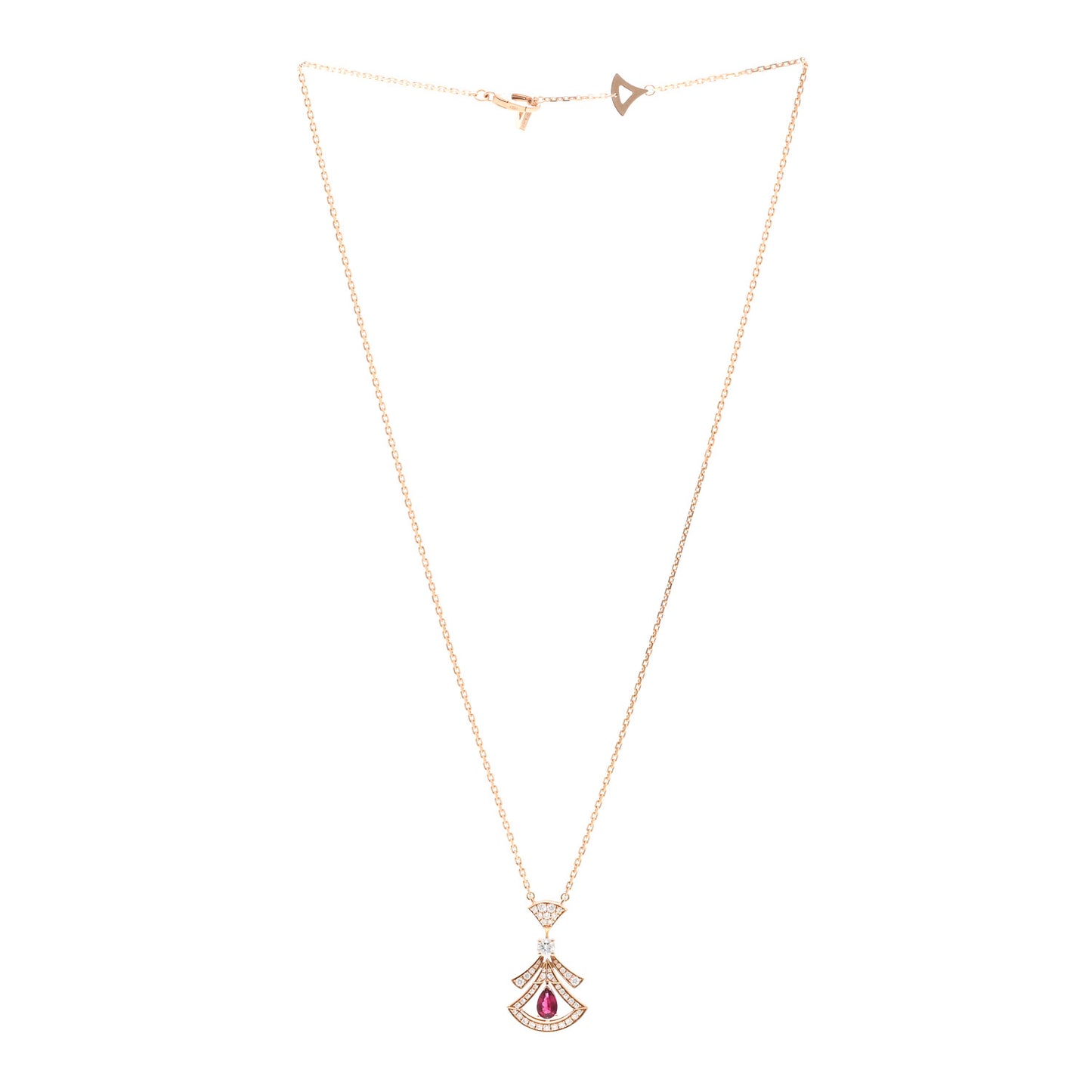 18K Rose Gold Diamond Rubellite Diva's Dream Pendant Necklace