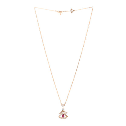 Bulgari 18K Rose Gold Diamond Rubellite Diva's Dream Pendant Necklace 3 of 5