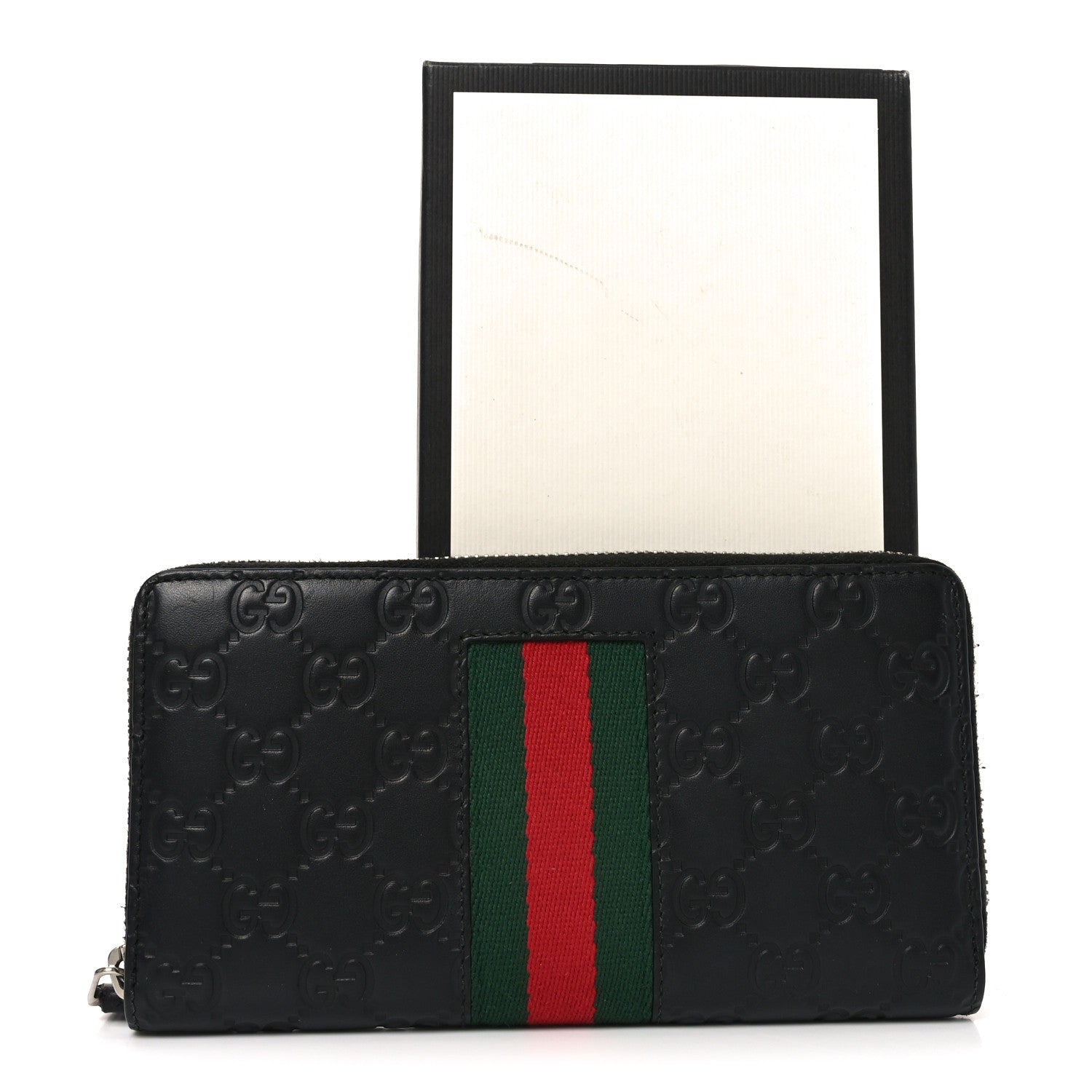 Gucci Guccissima Web Zip Around Wallet Black 8 of 8