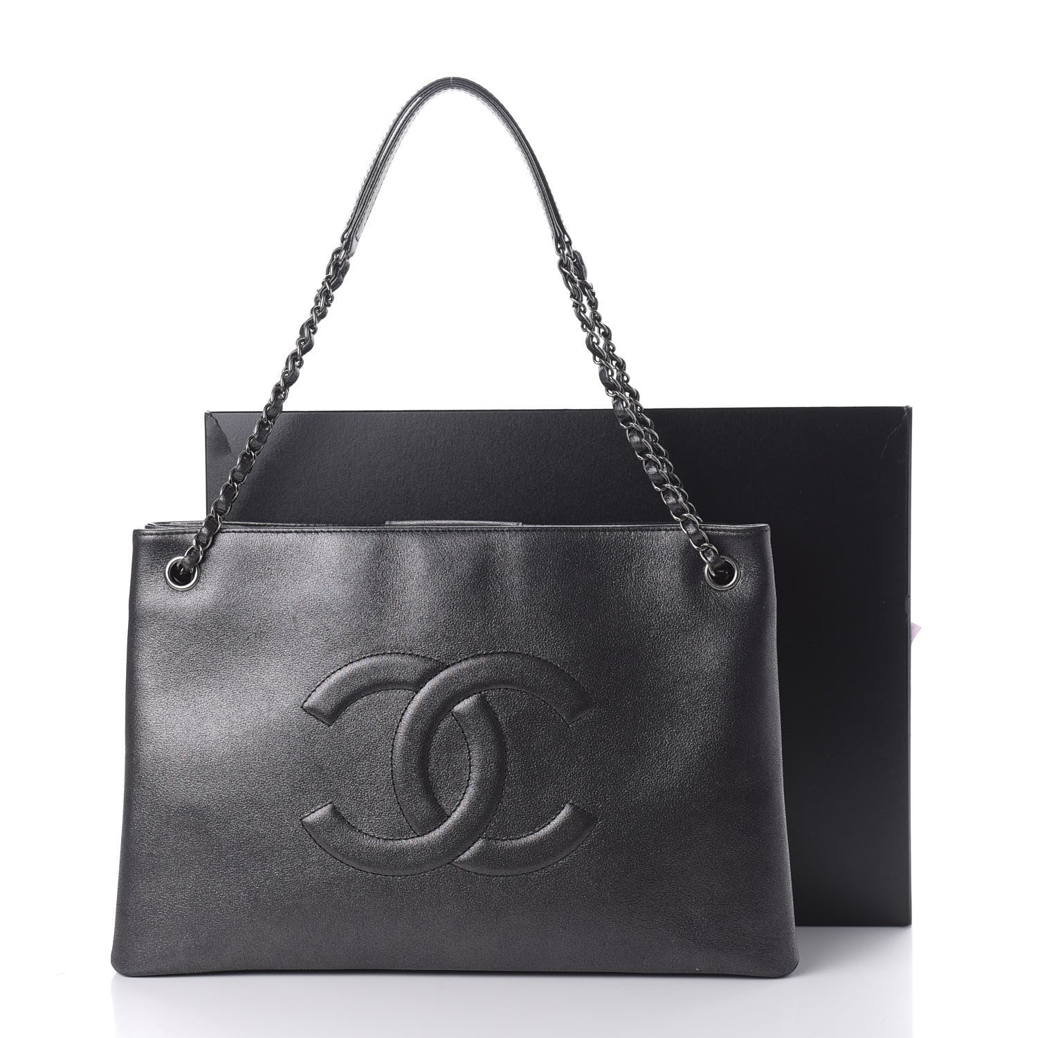 Chanel Iridescent Calfskin CC East West Shopping Tote Grey 11 of 11