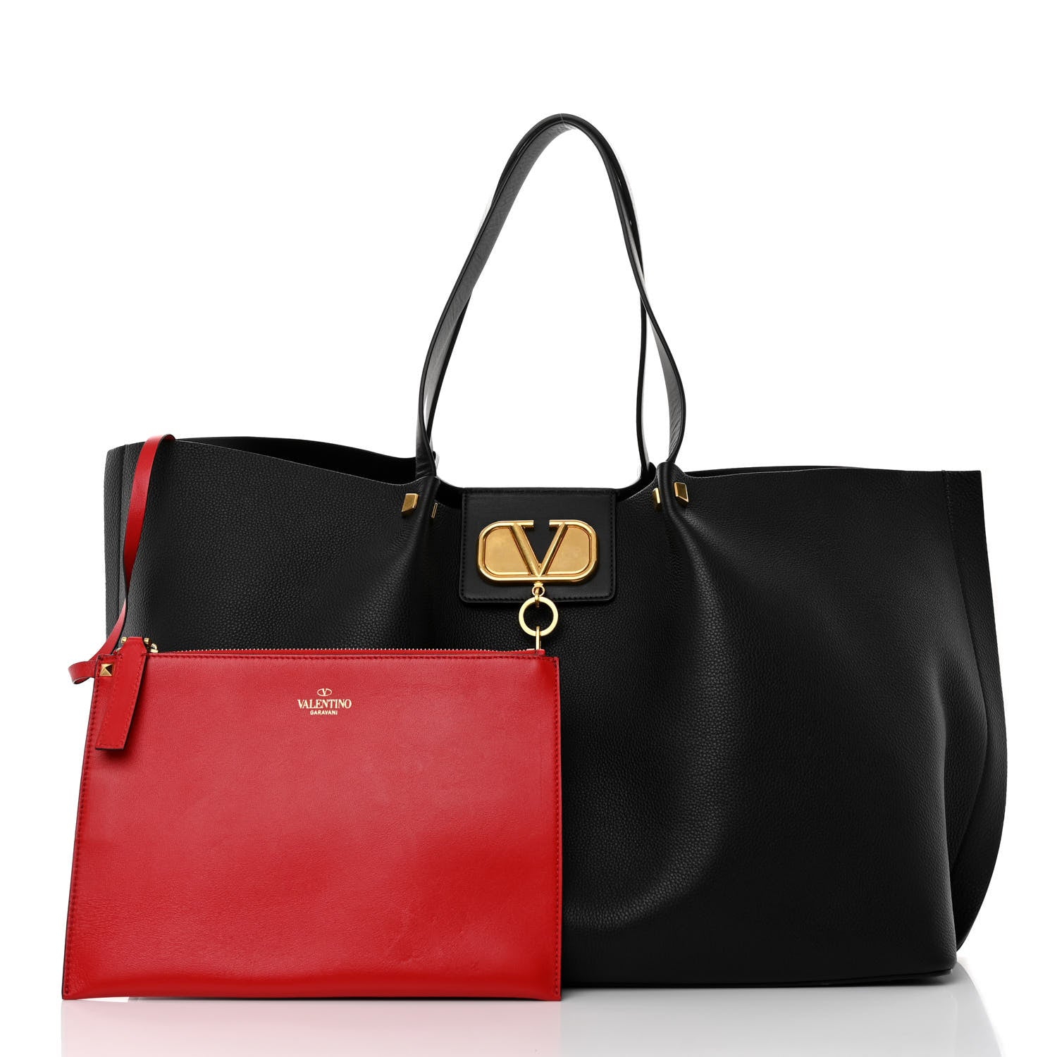 Valentino Garavani Grainy Calfskin Large VLogo Escape Shopper Black 2 of 11
