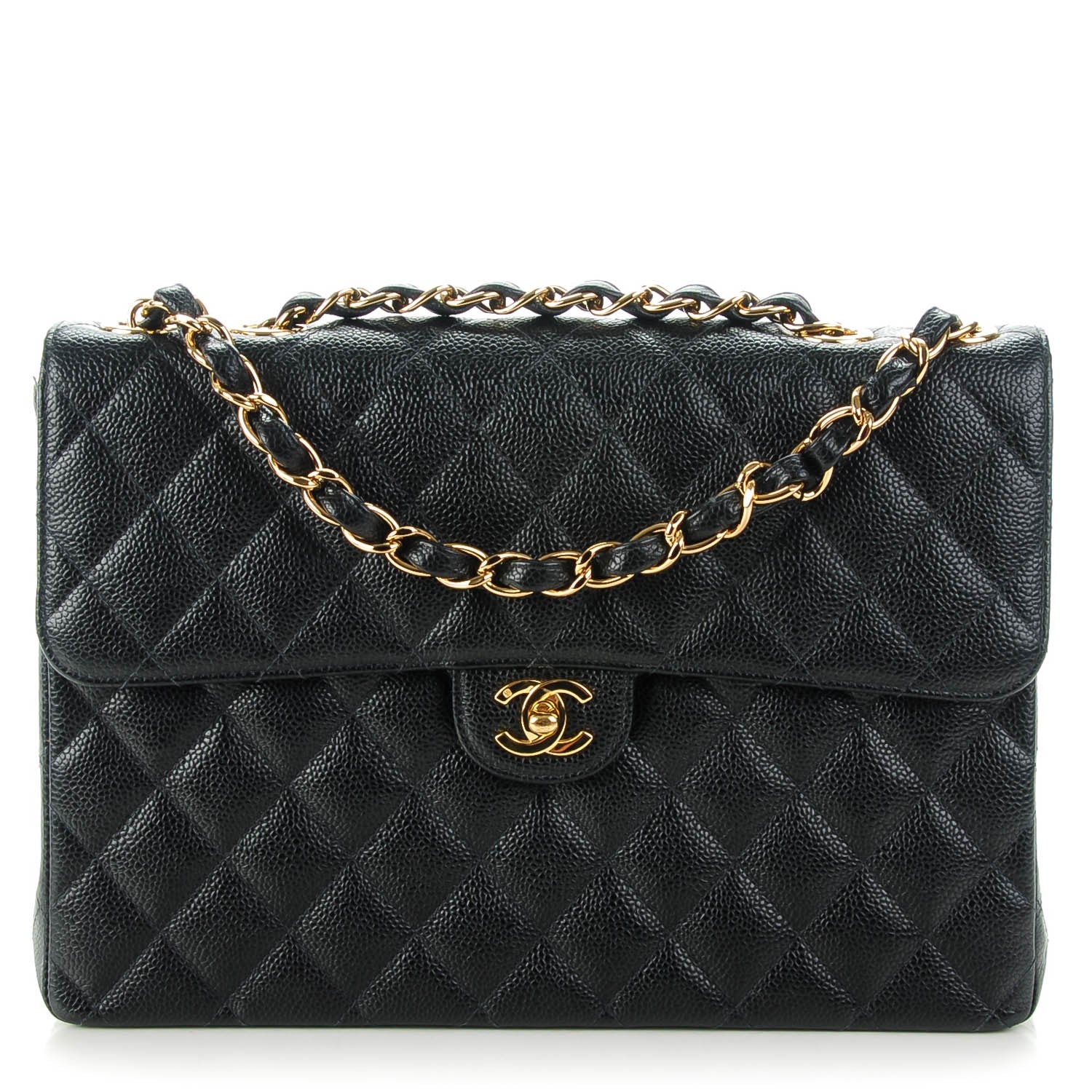 Chanel Caviar Quilted Jumbo Single Flap Black 1 of 8