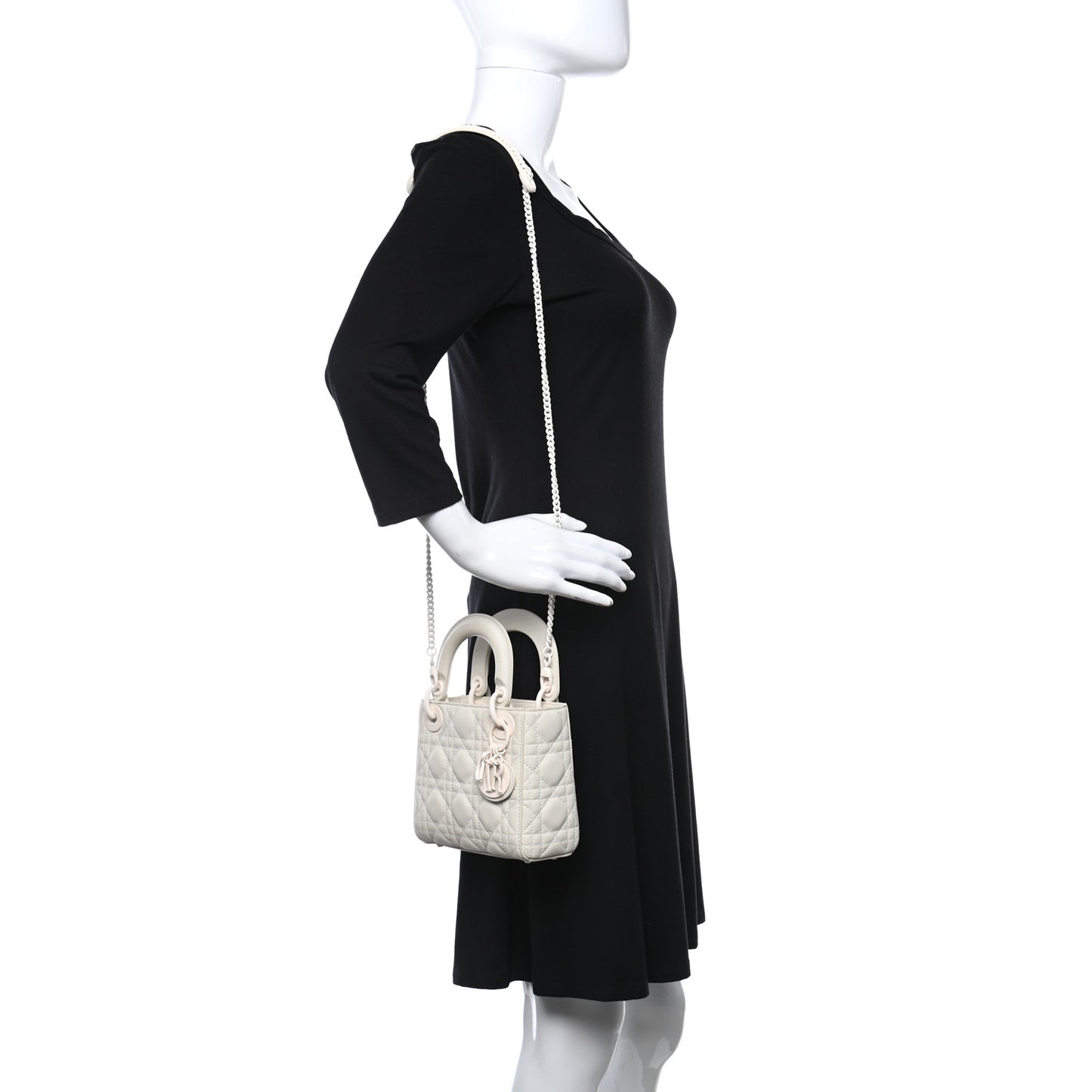 Ultra Matte Calfskin Cannage Mini Lady Dior White