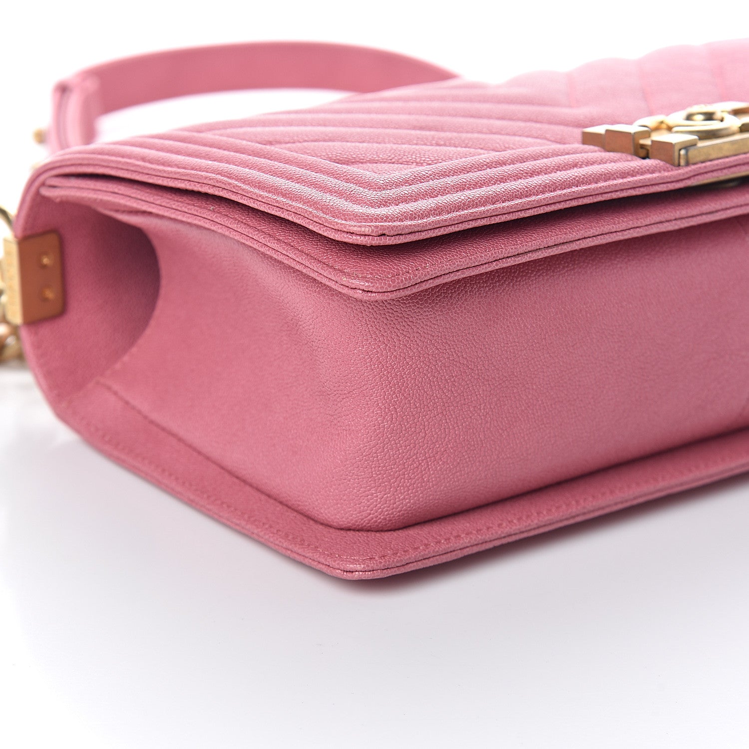 Chanel Caviar Chevron Quilted Medium Boy Flap Pink 8 of 9