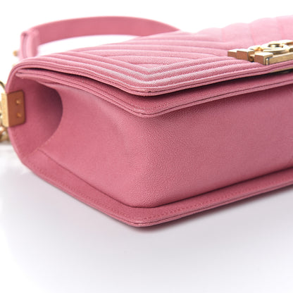 Chanel Caviar Chevron Quilted Medium Boy Flap Pink 8 of 9