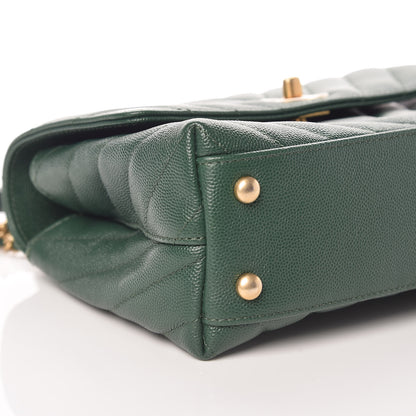 Chanel Caviar Chevron Quilted Mini Coco Handle Flap Green 5 of 10