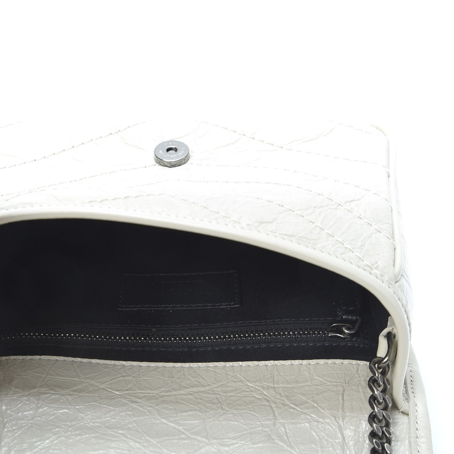 Crinkled Calfskin Matelasse Monogram Niki Chain Wallet Crema Soft