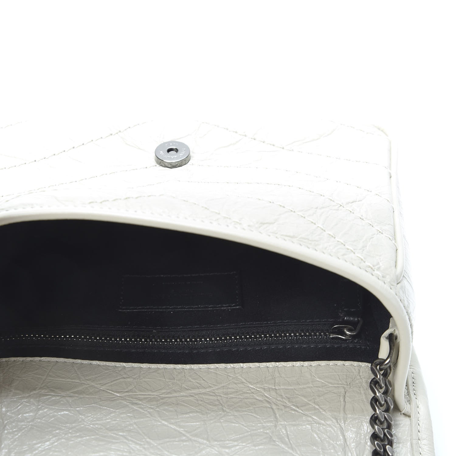 Saint Laurent Crinkled Calfskin Matelasse Monogram Niki Chain Wallet Crema Soft 4 of 9