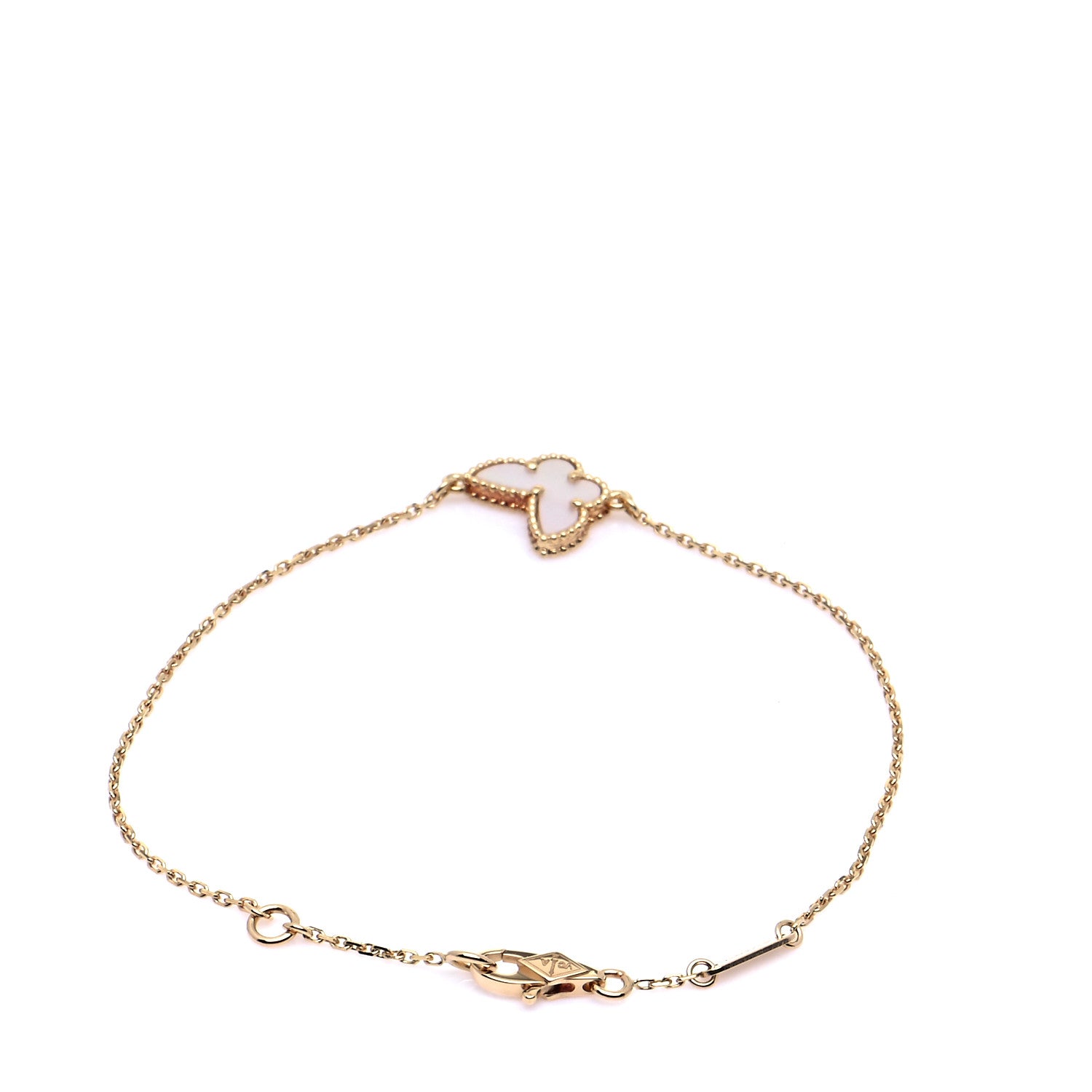 Van Cleef & Arpels 18K Yellow Gold Mother of Pearl Sweet Alhambra Butterfly Bracelet 3 of 7