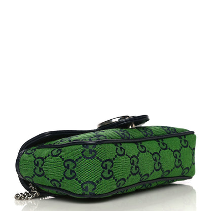Gucci Monogram Multicolor Matelasse Diagonal Super Mini GG Marmont Shoulder Bag Green Blue 4 of 10