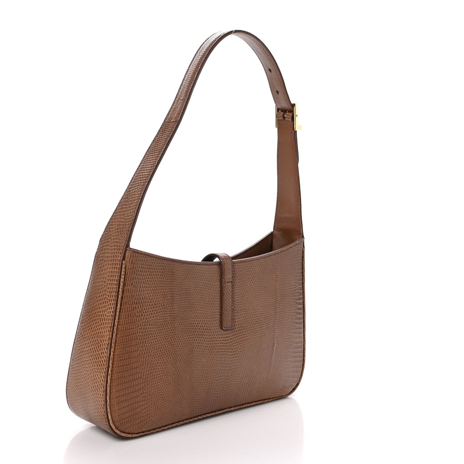 Saint Laurent Calfskin Lizard Embossed LE 5 A 7 Hobo Brown 3 of 11