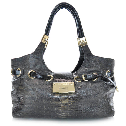 Jimmy Choo Lizard Embossed Patent Radiant Hobo 1 of 9