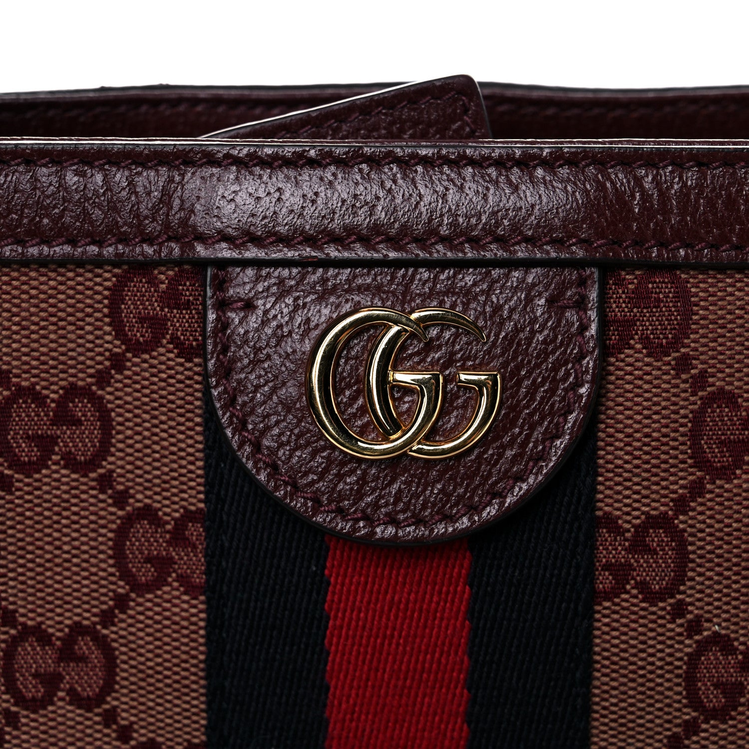Gucci Monogram Textured Dollar Calfskin Web Medium Ophidia Shopping Tote Sahara Rubino Chardonnay 14 of 16