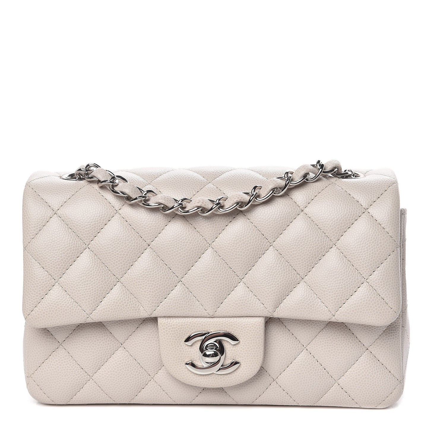 Caviar Quilted Mini Rectangular Flap Ivory
