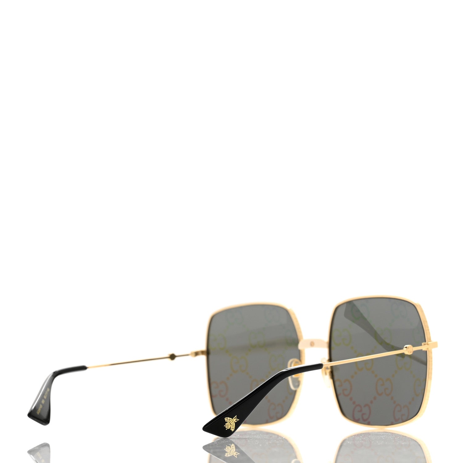 Gucci Metal Rectangular Frame Sunglasses GG0414S Gold Multicolor 4 of 10