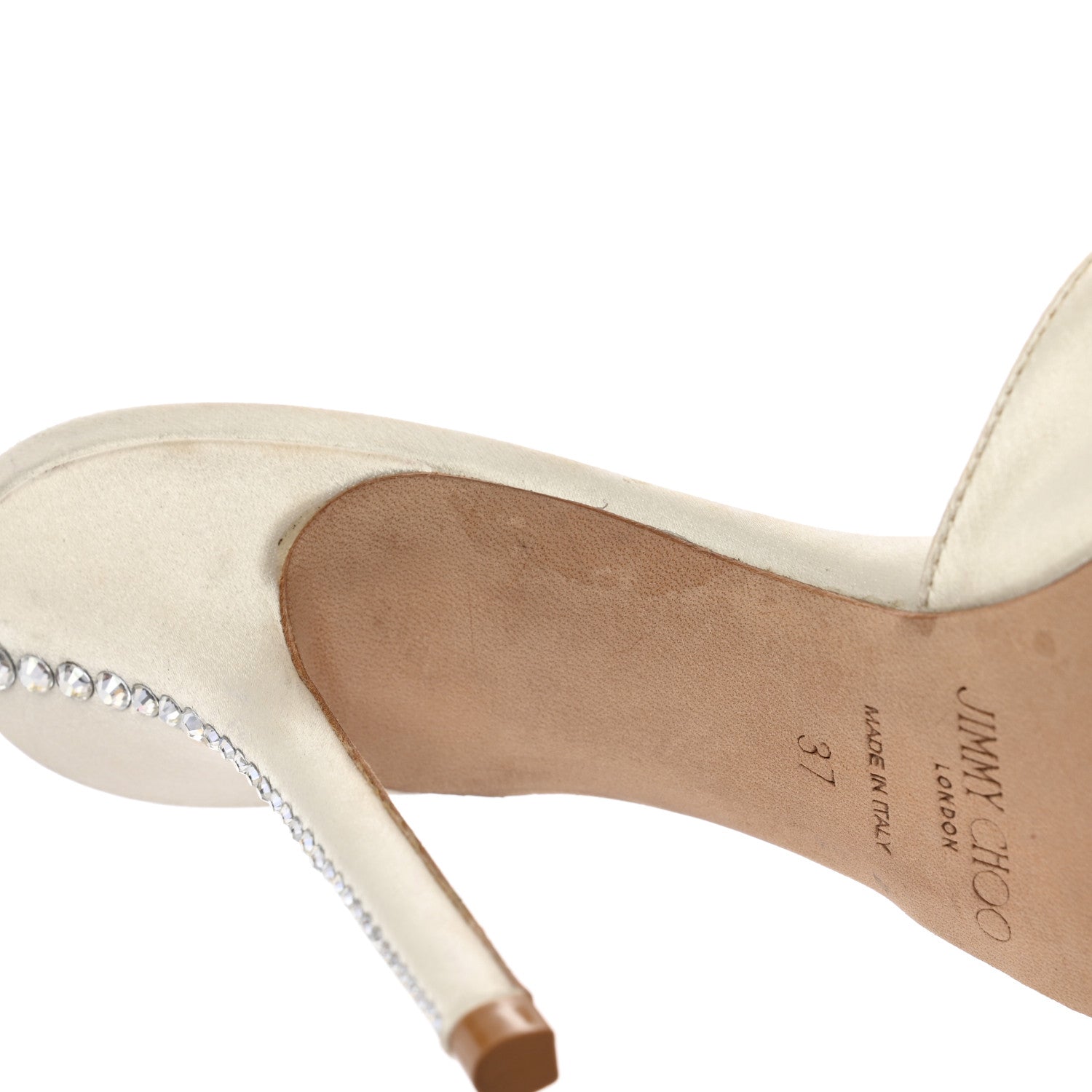 Jimmy Choo Satin Crystal Saeda 100 Pumps 37 Ivory 13 of 18