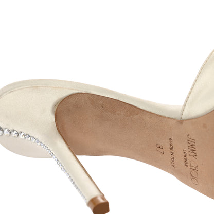 Jimmy Choo Satin Crystal Saeda 100 Pumps 37 Ivory 13 of 18