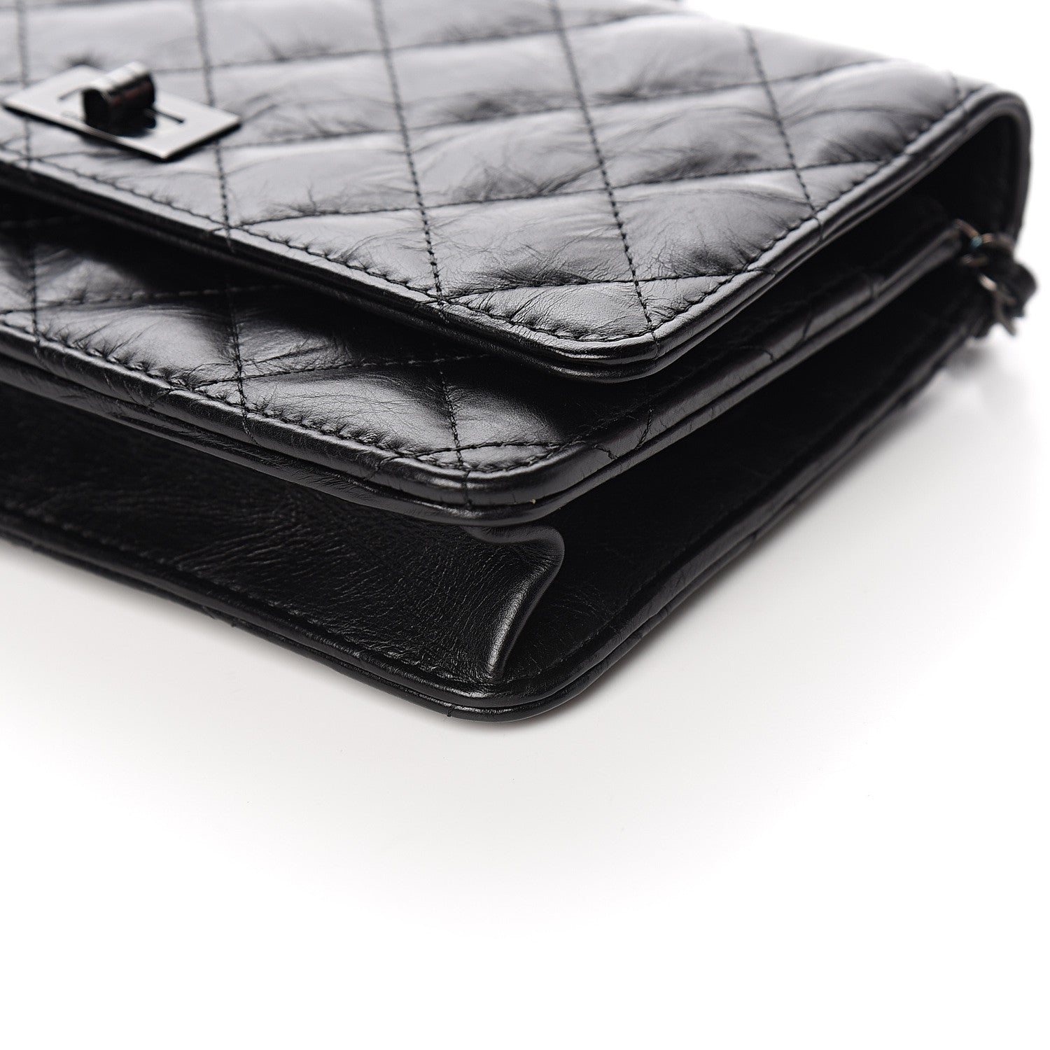 Chanel Aged Calfskin Quilted Reissue Wallet On Chain WOC So Black 9 of 12