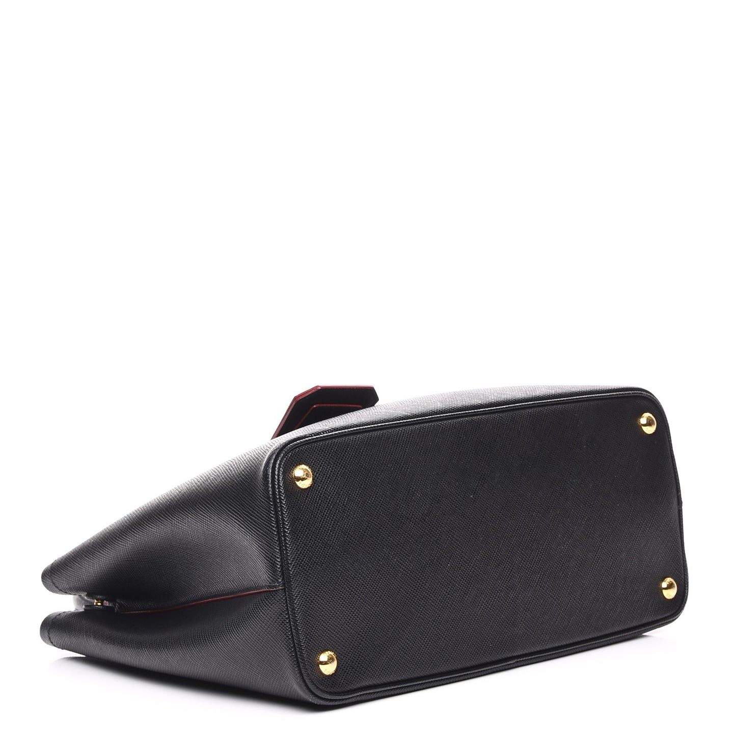 Saffiano Cuir Medium Double Bag Black Ciliegia