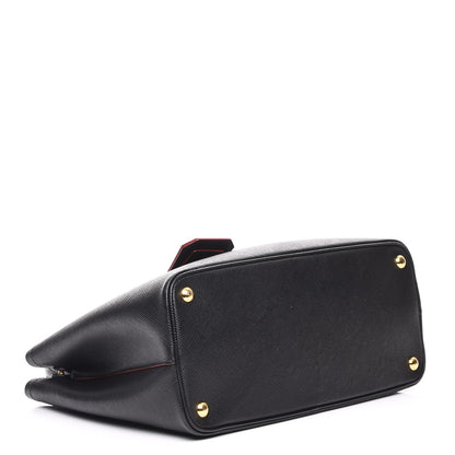 Prada Saffiano Cuir Medium Double Bag Black Ciliegia 5 of 9