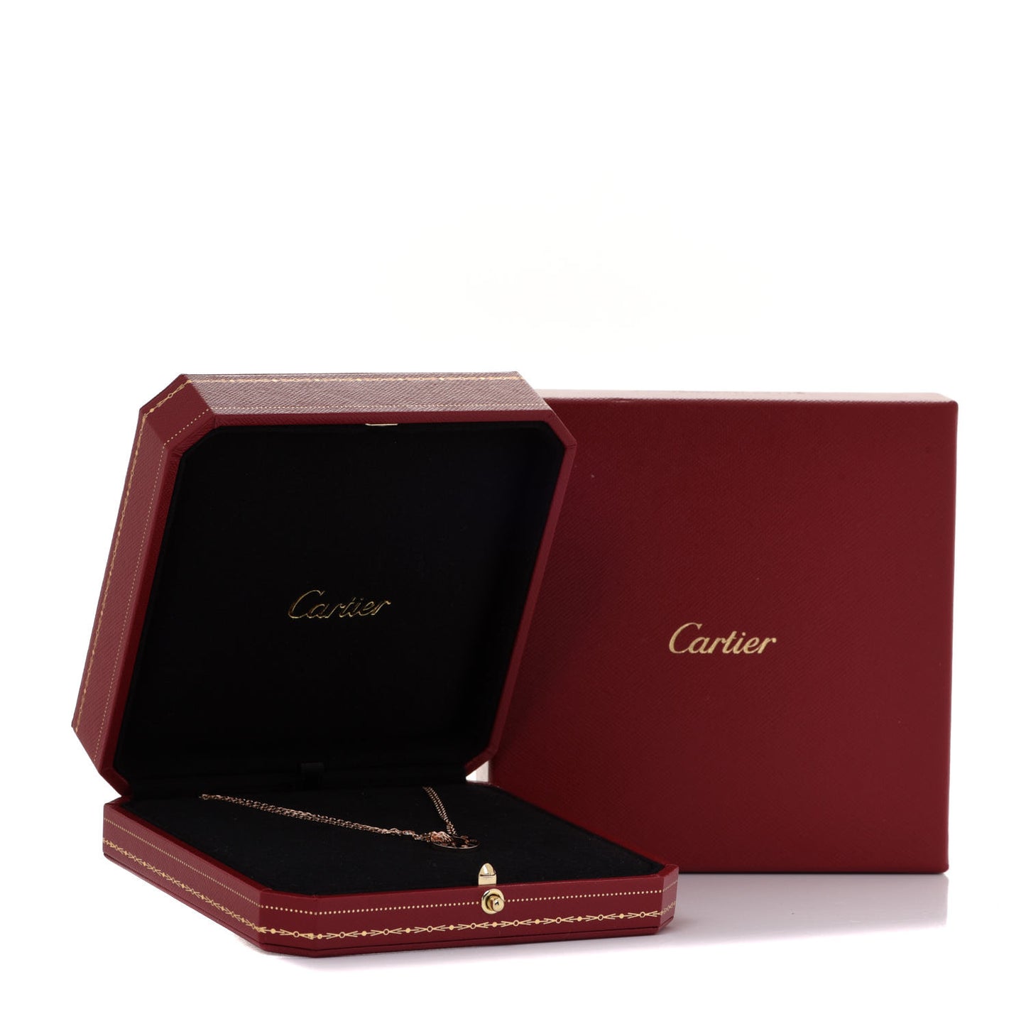 18K Pink Gold 2 Diamond LOVE Necklace