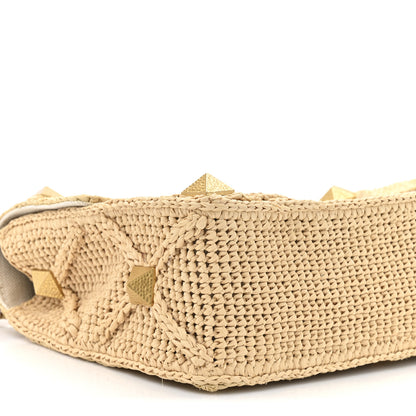 Valentino Garavani Raffia Large Roman Stud Shoulder Bag Naturale 9 of 10