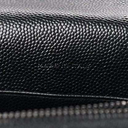Saint Laurent Grain De Poudre Matelasse Chevron Monogram Envelope Chain Wallet Black 6 of 11