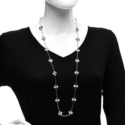 Van Cleef & Arpels 18K White Gold 20 Motifs Guilloche Vintage Alhambra Necklace 2 of 5