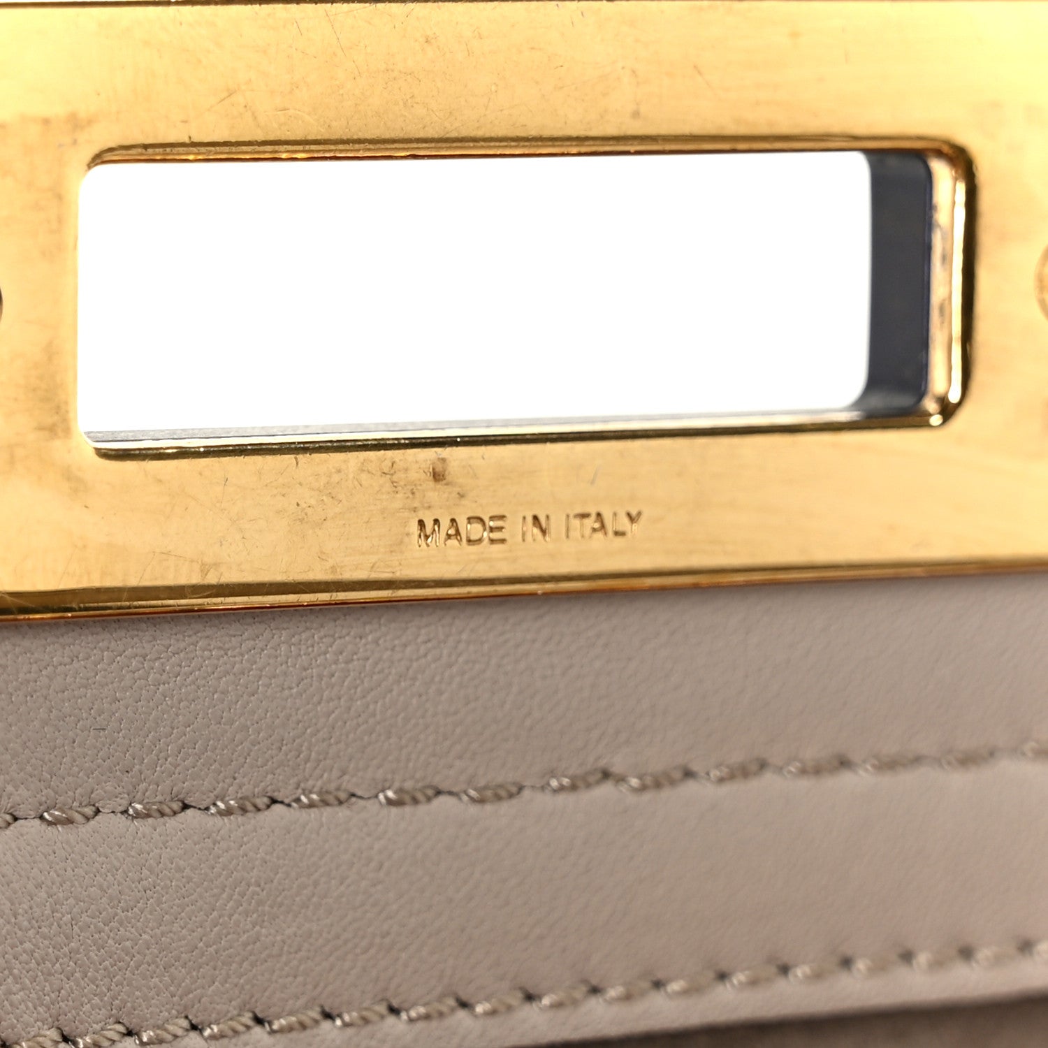 Fendi Vitello Seta Shiny Nappa Medium Peekaboo Iconic Satchel Grigio Polvere Magenta 9 of 12