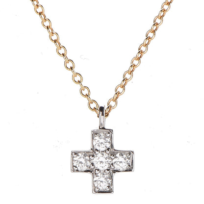 Tiffany 18K Yellow Gold Platinum Diamond Cruciform Cross Pendant Necklace 4 of 7