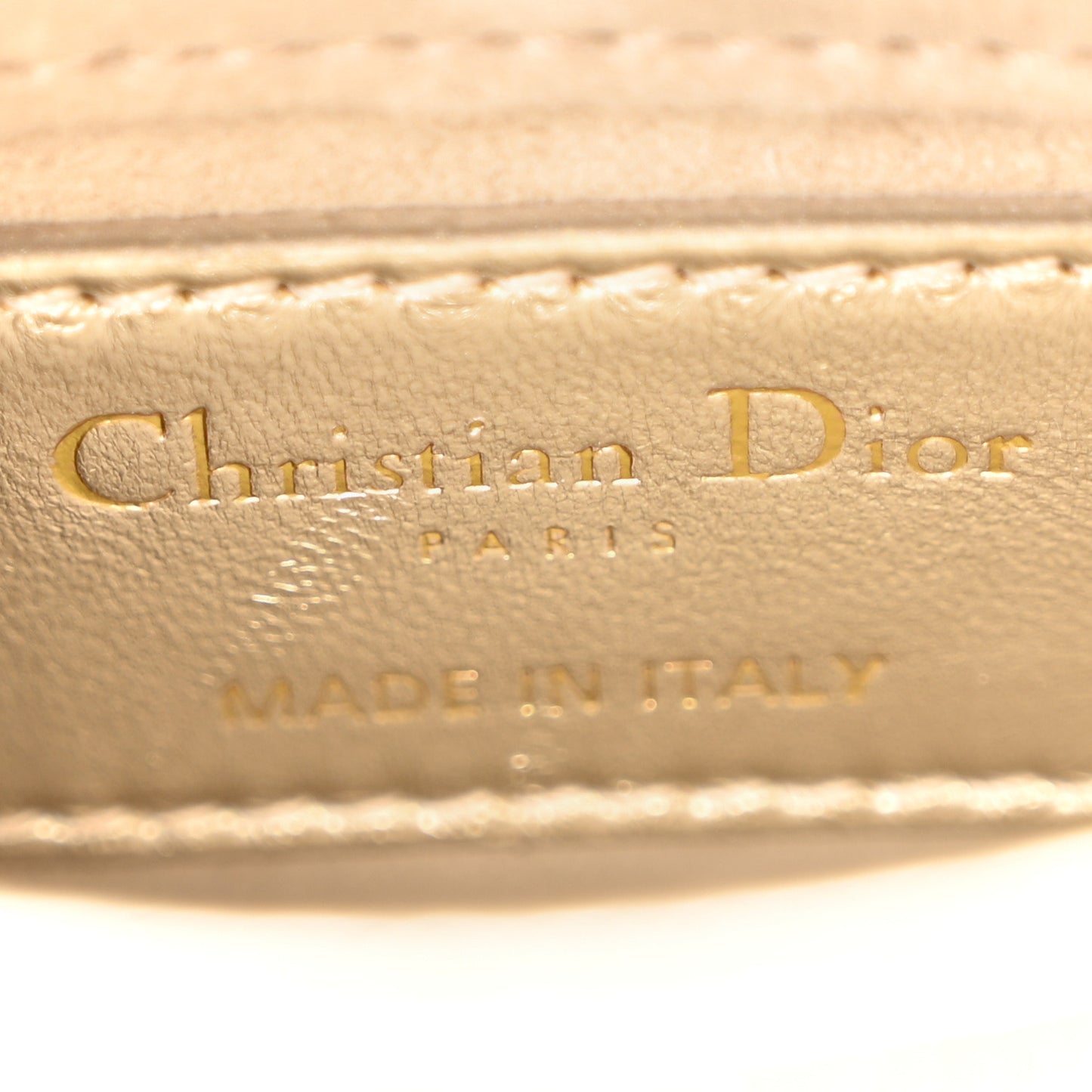 Metallic Lambskin Crystal Beaded Embroidered Micro Lady Dior Gold