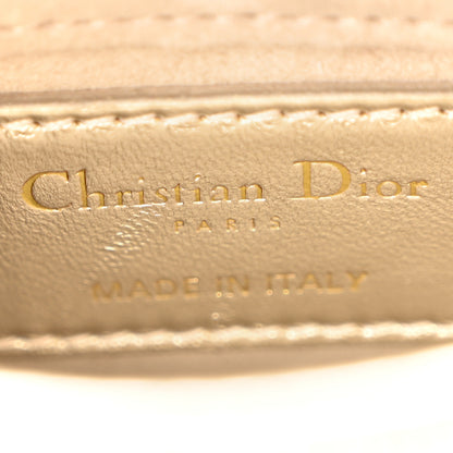Christian Dior Metallic Lambskin Crystal Beaded Embroidered Micro Lady Dior Gold 6 of 11