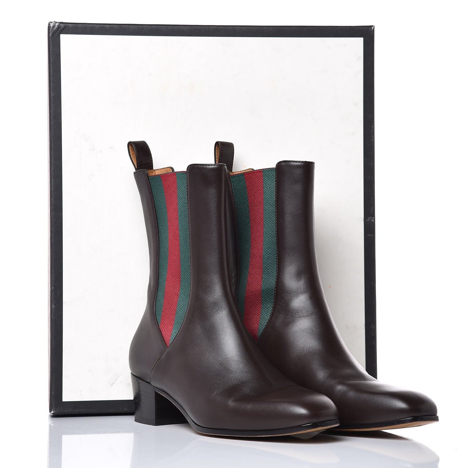 Gucci Calfskin Web Karen Ankle Boots 37 Black 13 of 13