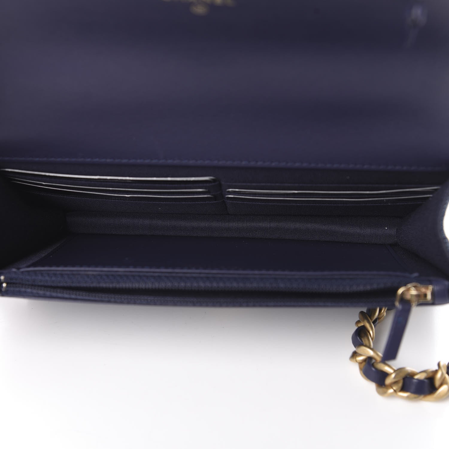 Chanel Denim Quilted 19 Wallet On Chain WOC Blue 5 of 13