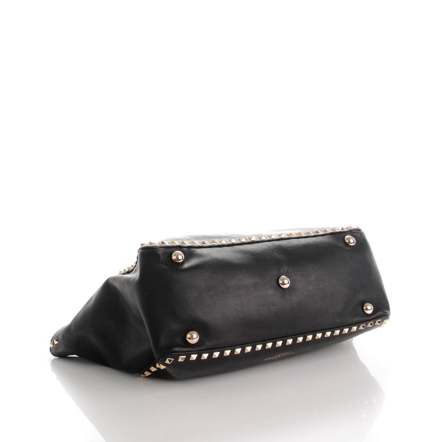 Vitello Medium Rockstud Tote Black