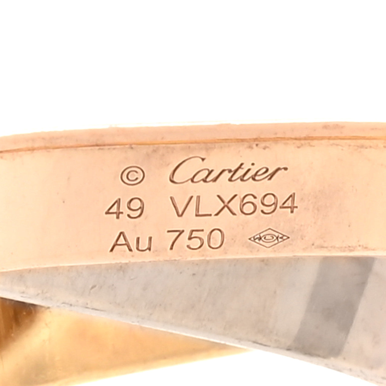 18K Pink Yellow White Gold Medium Trinity Cushion Ring 49 4.75