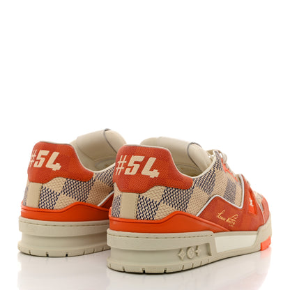 Louis Vuitton Damier Grained Calfskin Monogram Mens LV Trainer Sneakers 9 Orange 4 of 12