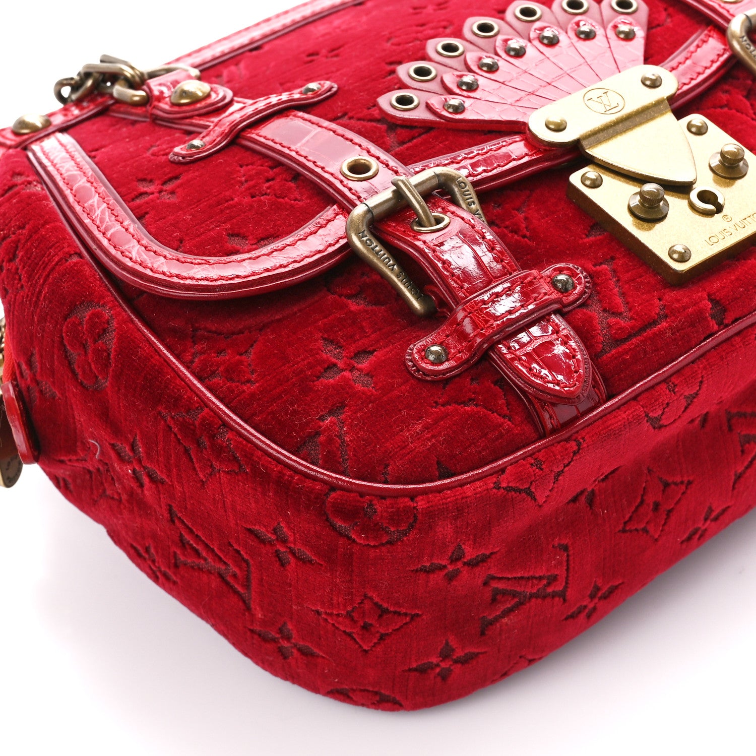 Louis Vuitton Monogram Velours Alligator Gracie MM Rouge 9 of 10