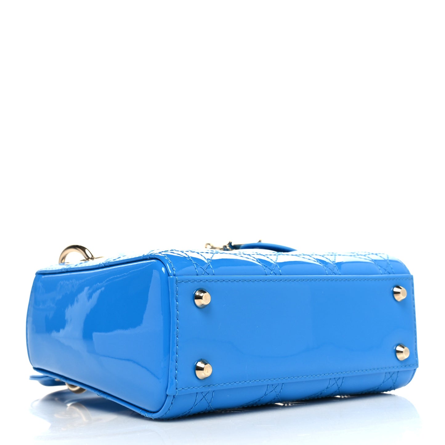 Patent Cannage Mini Lady Dior Blue