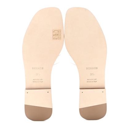 Hermes Box Calfskin Oran Sandals 38.5 White 5 of 9