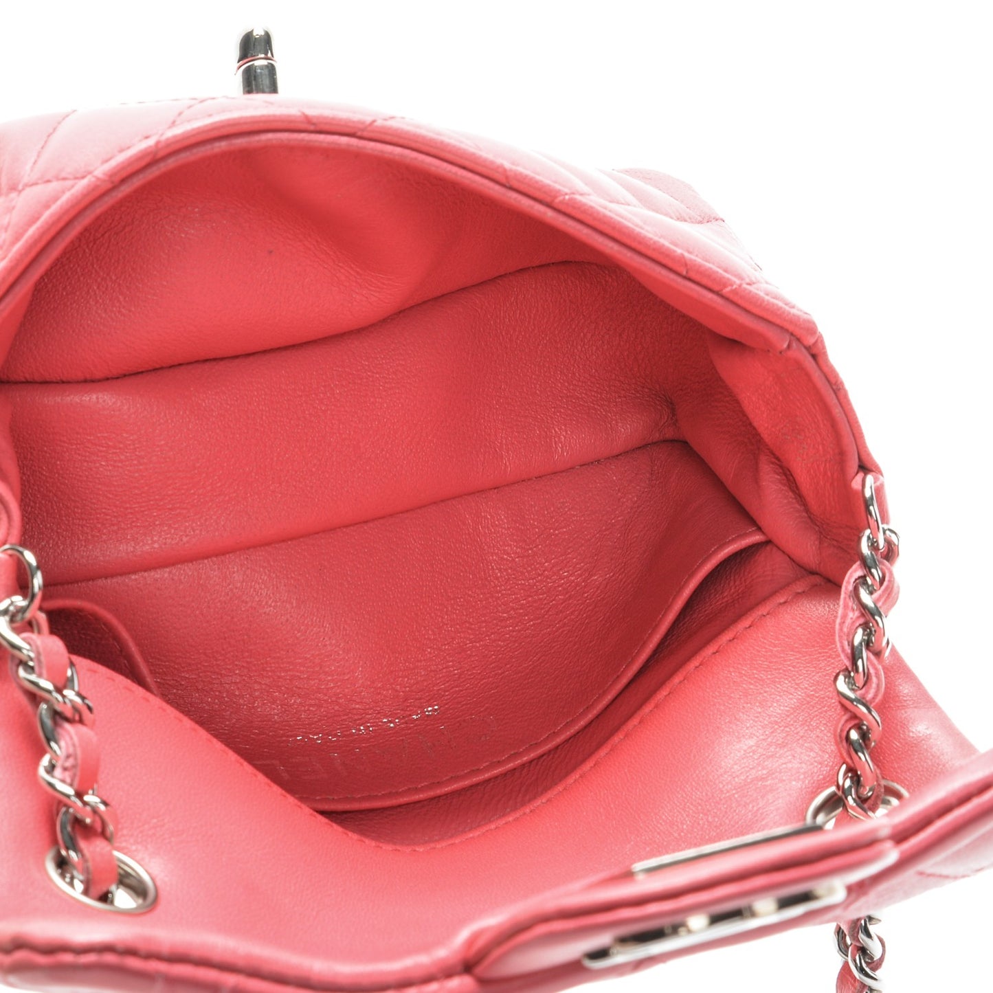 Lambskin Quilted Micro Flap Dark Pink