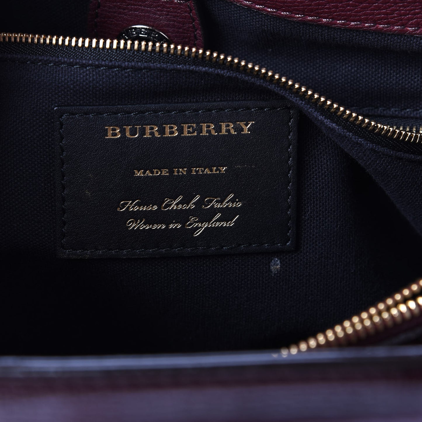Grainy Calfskin House Check Medium Banner Tote Elderberry