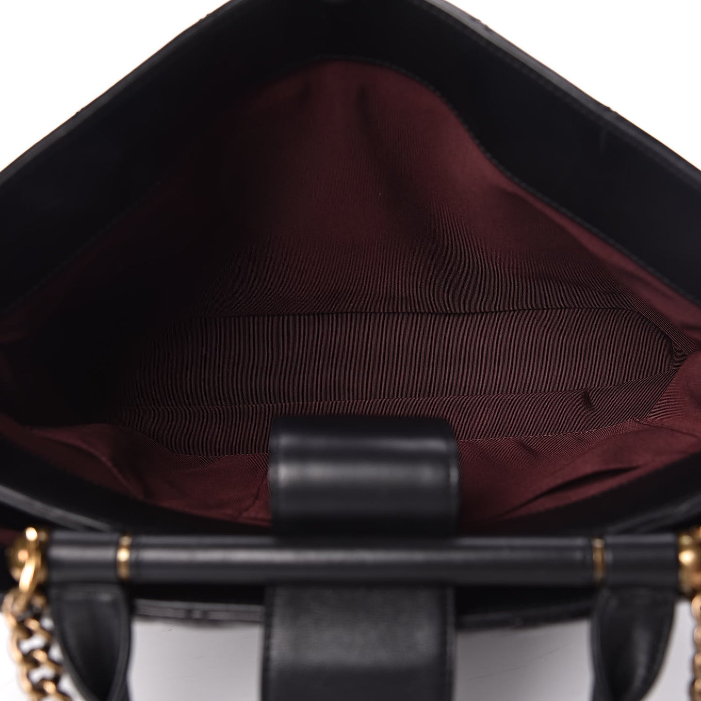 Calfskin Quilted Large Gold Bar Top Handle Tote Black