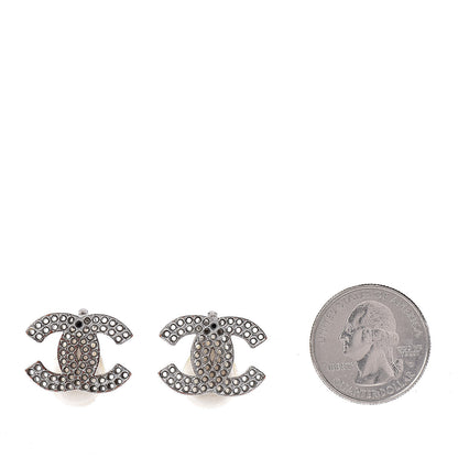 Chanel Perforated CC Clip On Earrings Silver 2 of 4