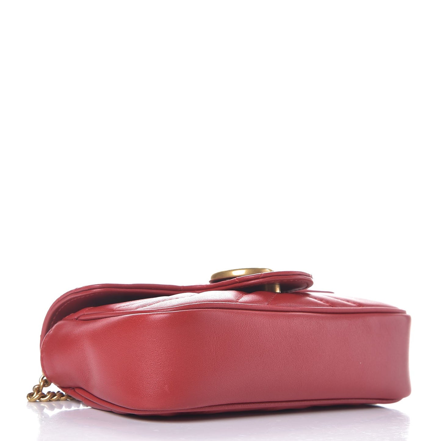 Calfskin Matelasse Super Mini GG Marmont Shoulder Bag Hibiscus Red
